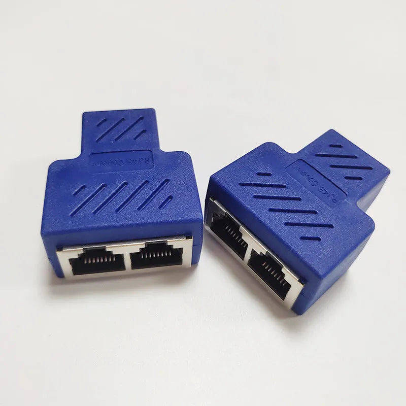 RJ45 three-way network cable splitter adapter in multiple colours