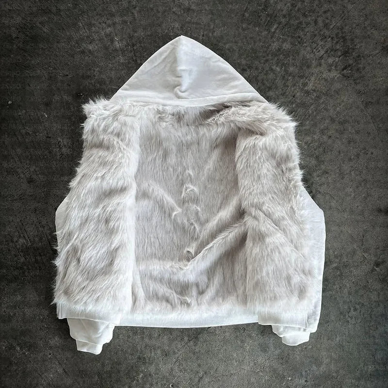 A casual loose-fit black or white polyester coat for men and women, cardigan style with long sleeves.