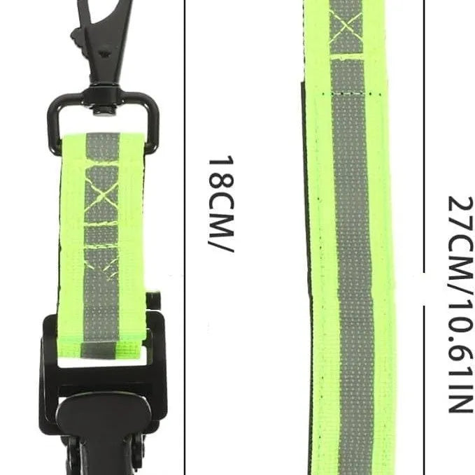 Fluorescent green metal safety glove clip with reflective nylon lining