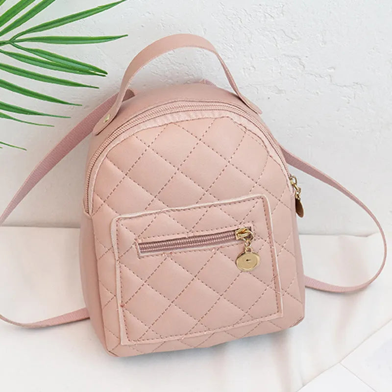 Korean style embroidered girls backpack in square shape with soft carry handle