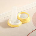 Grey and yellow pet dual bowl feeder with neck protection and anti-slip base