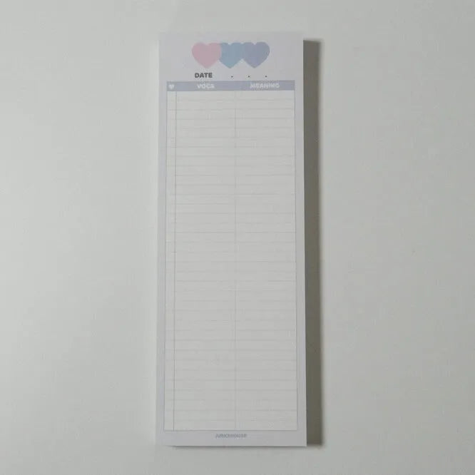 Vertical double-sided notepad with English words printing in B5 half size with coloured cover