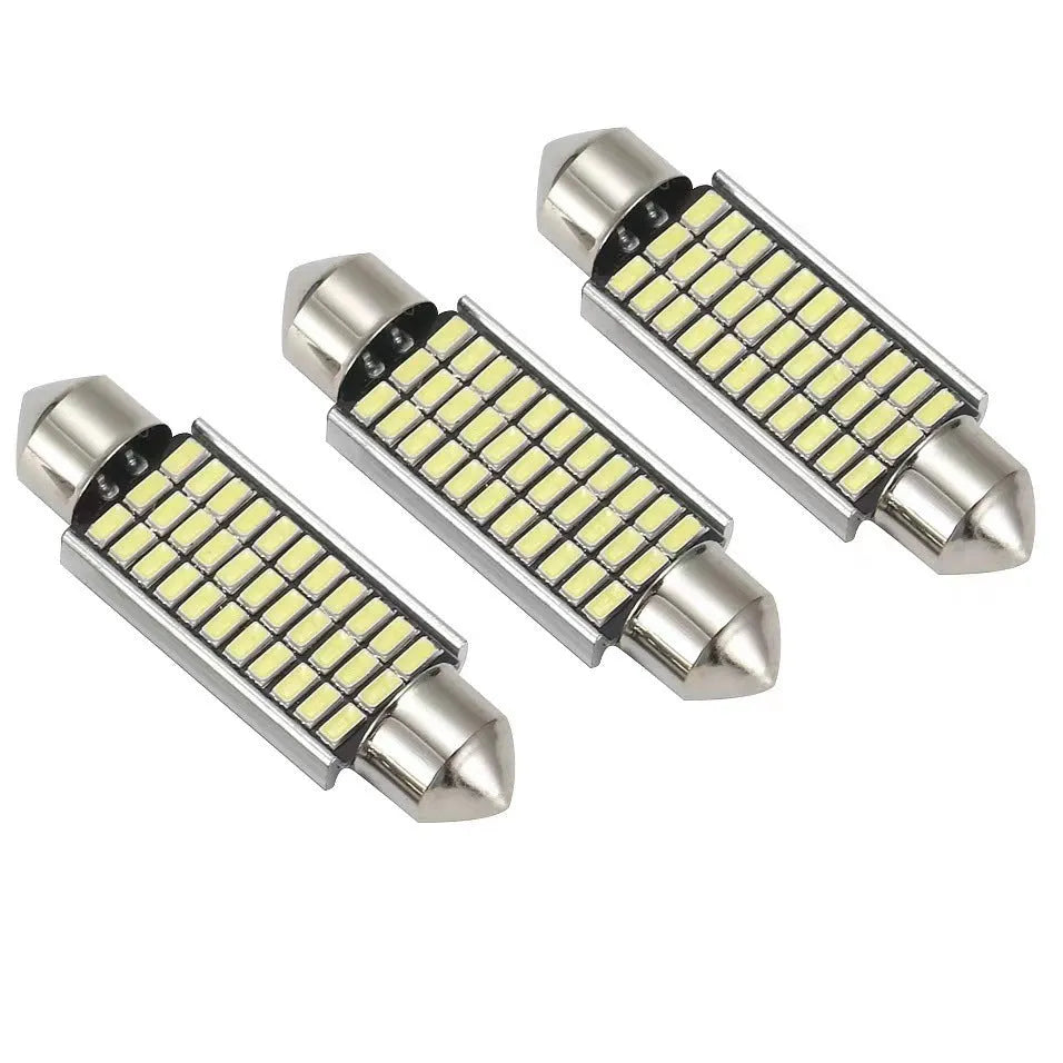 White aluminium car roof light with double tip design for reading and licence plate illumination