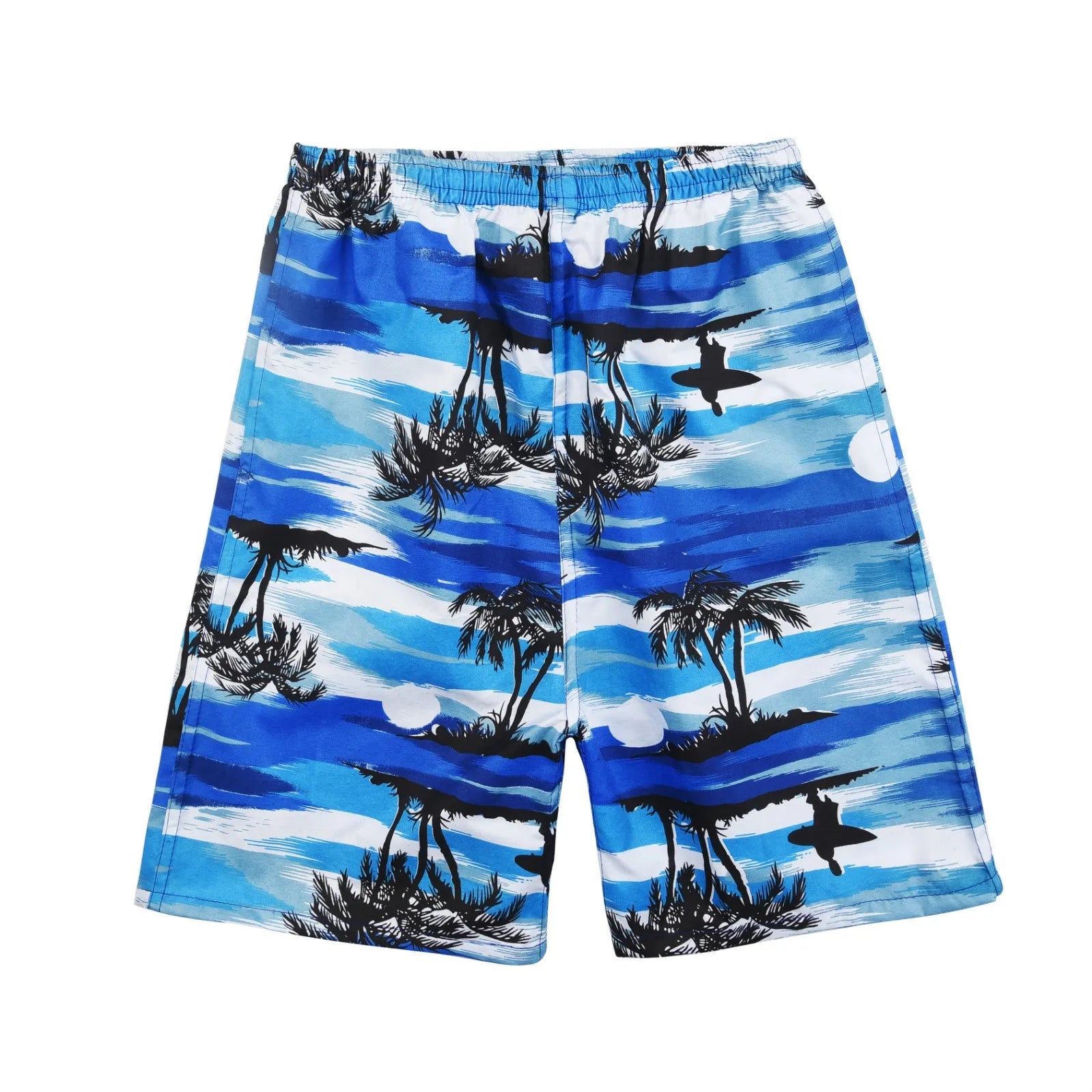 Men's floral print five-point swimming trunks in free size made from quick-dry polyester fabric