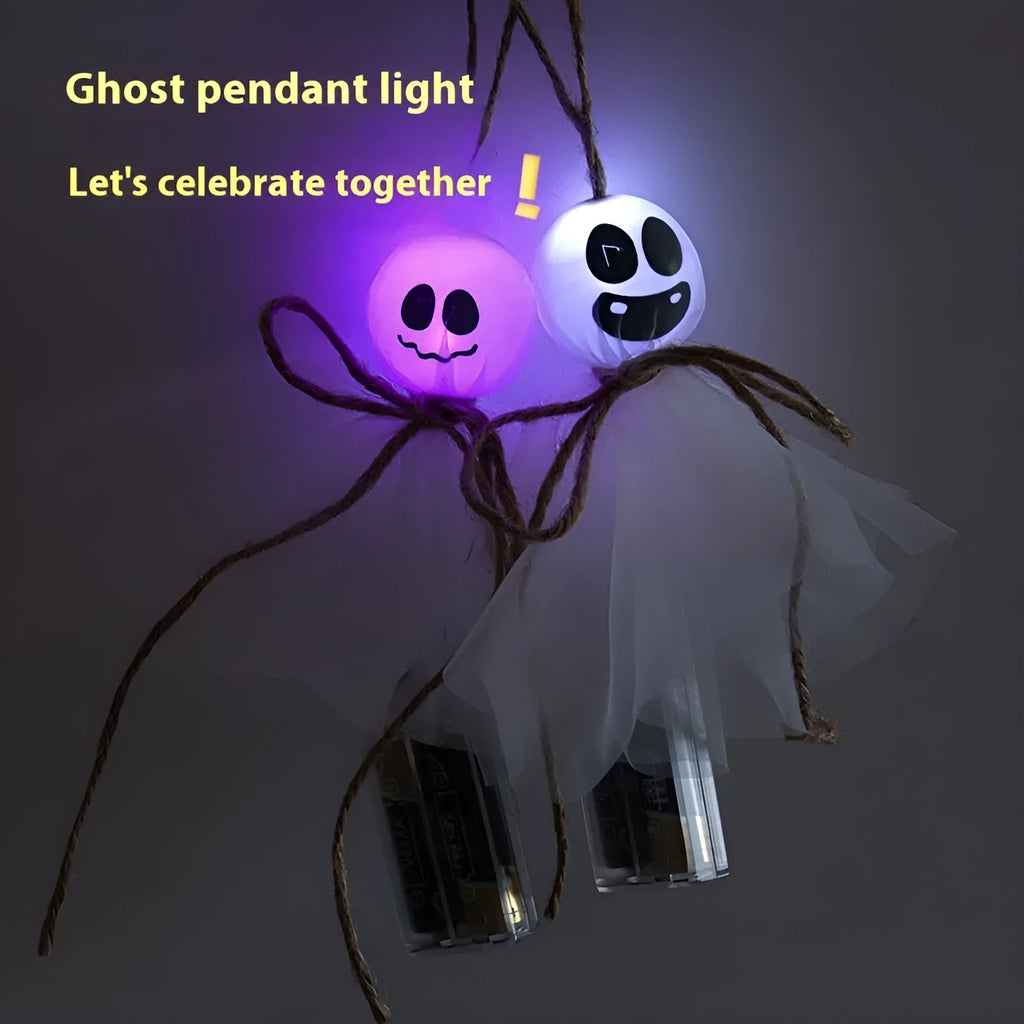 Halloween ghost LED lighting chain with battery box and multiple colour options for haunted displays