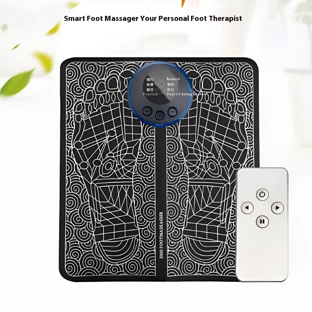 Pulse micro-current intelligent foot massage cushion with wireless remote control and LCD display