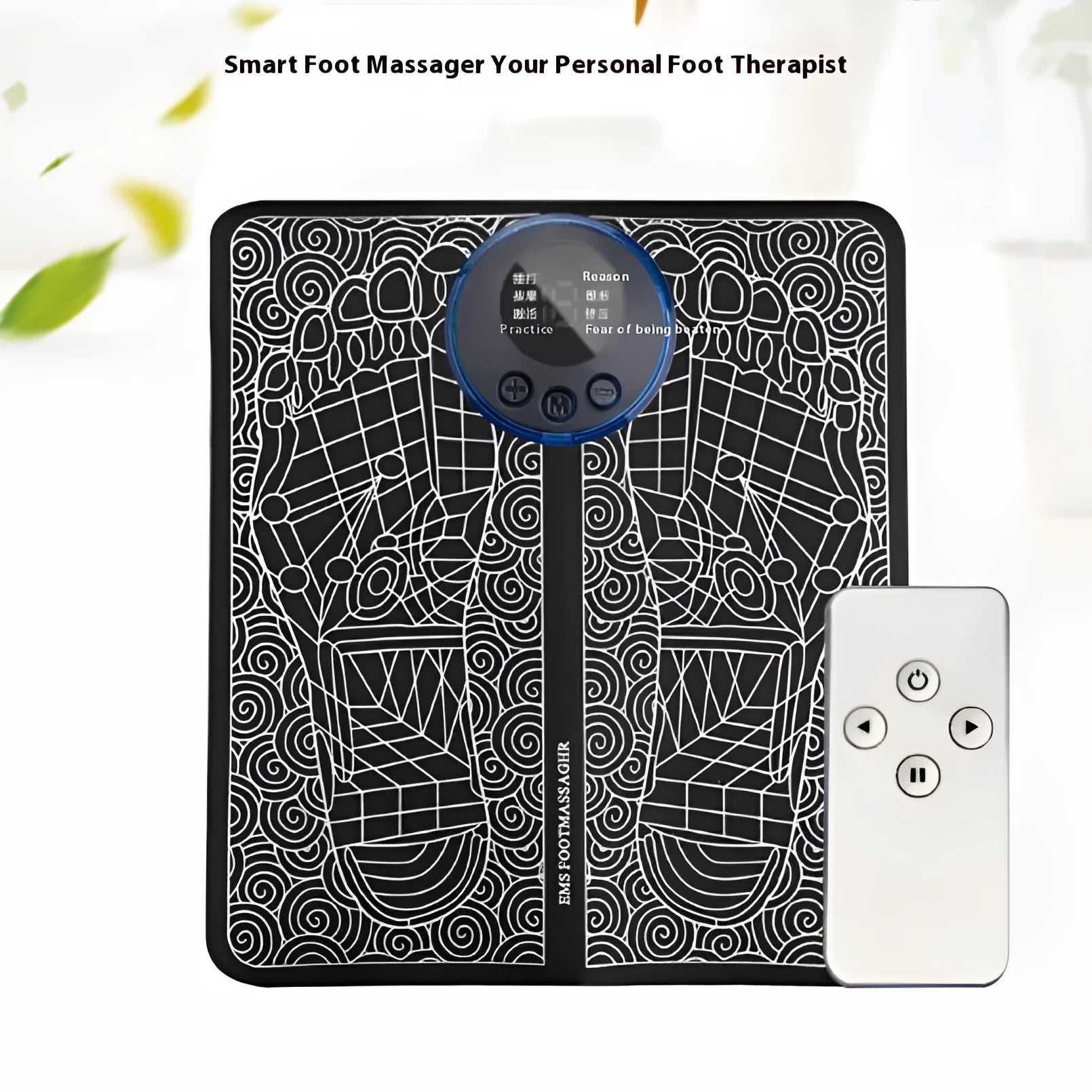 Pulse micro-current intelligent foot massage cushion with wireless remote control and LCD display