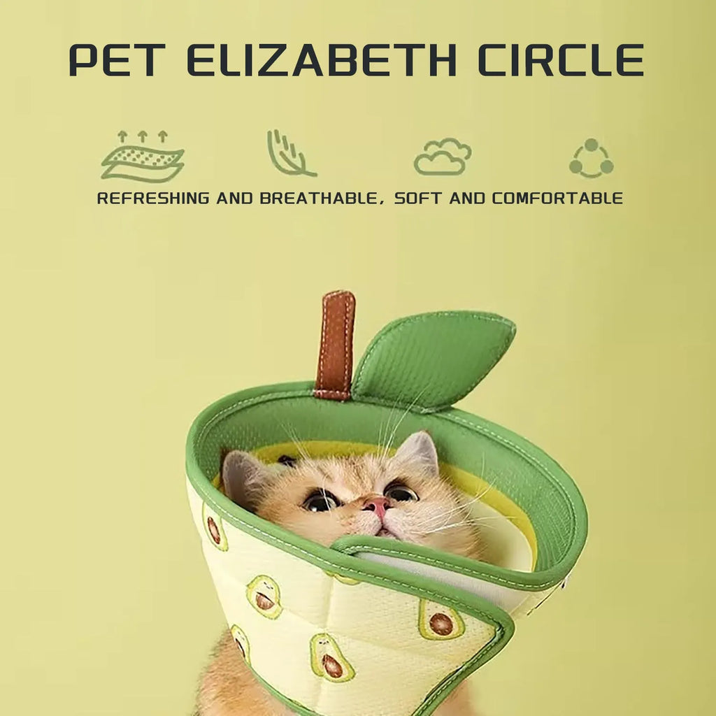 Soft white EPE foam cat cone collar with adjustable strap and folded edges.