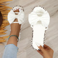 Leopard print thick bottom beach slippers for women in retro style with round head design