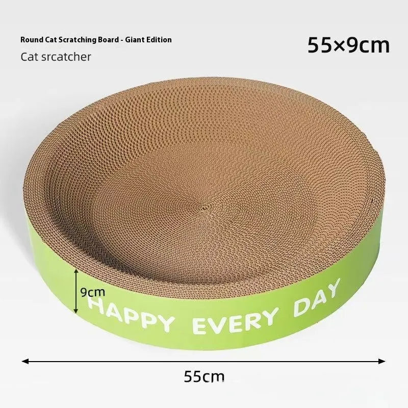 Green round cat scratching board nest showing integrated scratching surface