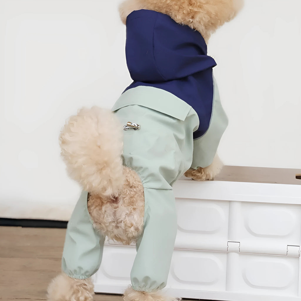 Dog waterproof polyester shell jacket in British style design for small to medium sized pets