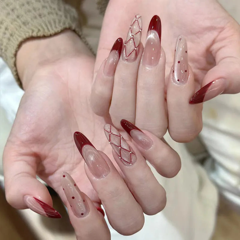 Acrylic fake nails for women in random colours available in 5, 10 or 15 set packages