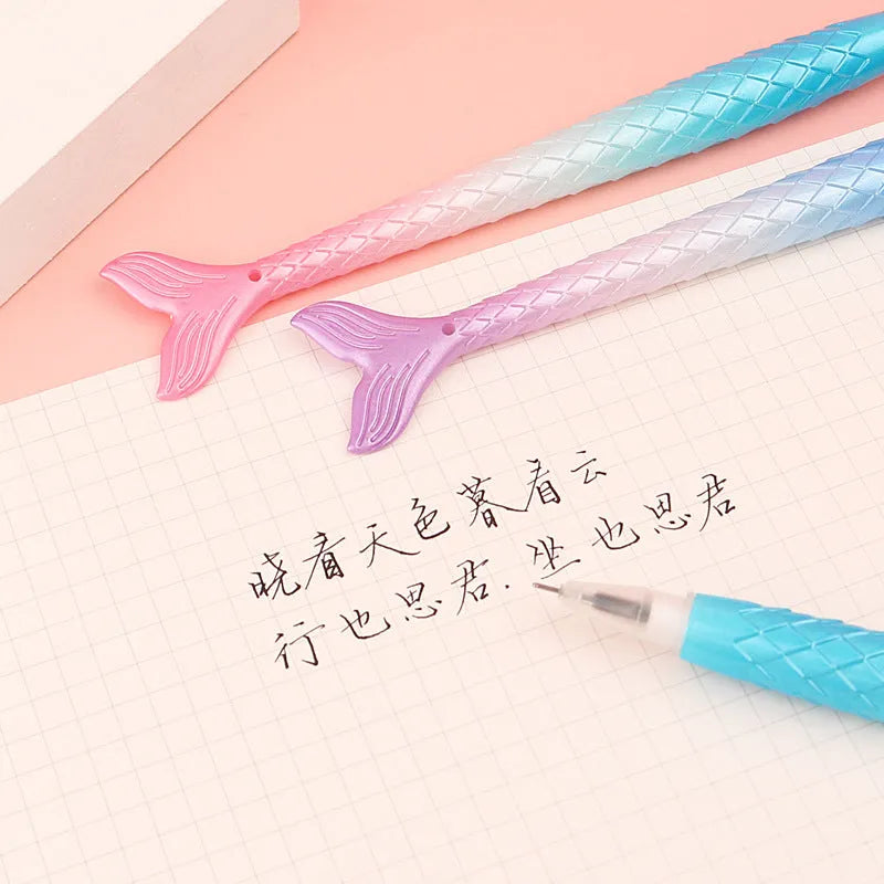 Creative cartoon mermaid pen with a 0.38mm fine tip and plastic shell.