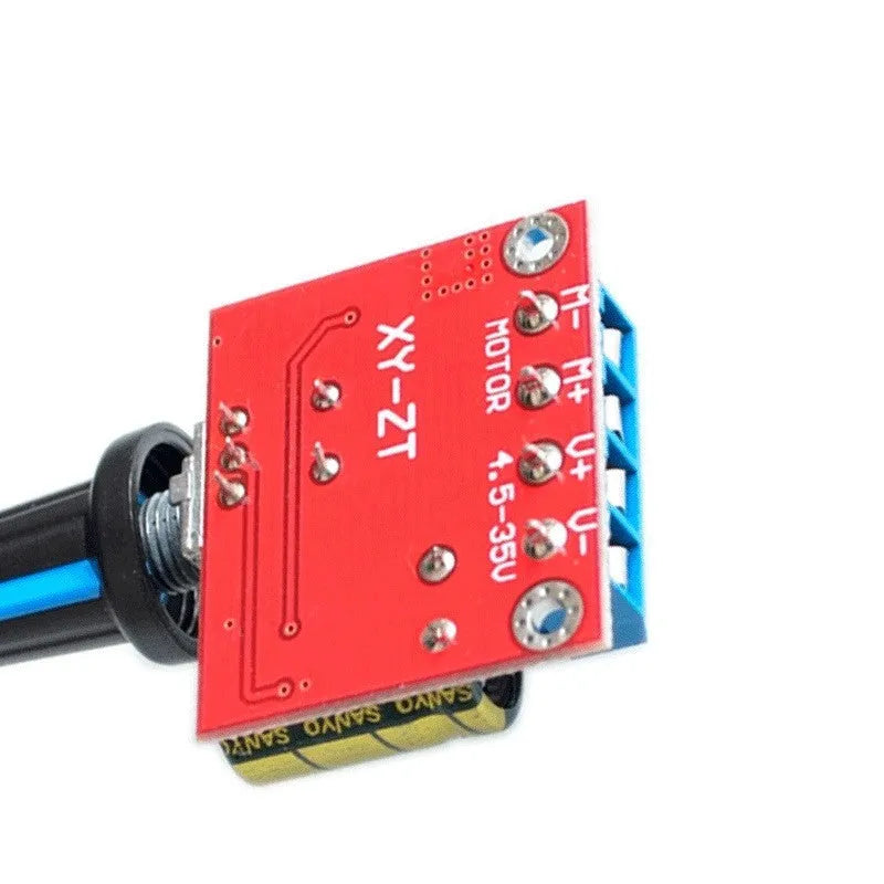 PWM DC motor governor speed controller board with potentiometer knob for 5V-35V motors