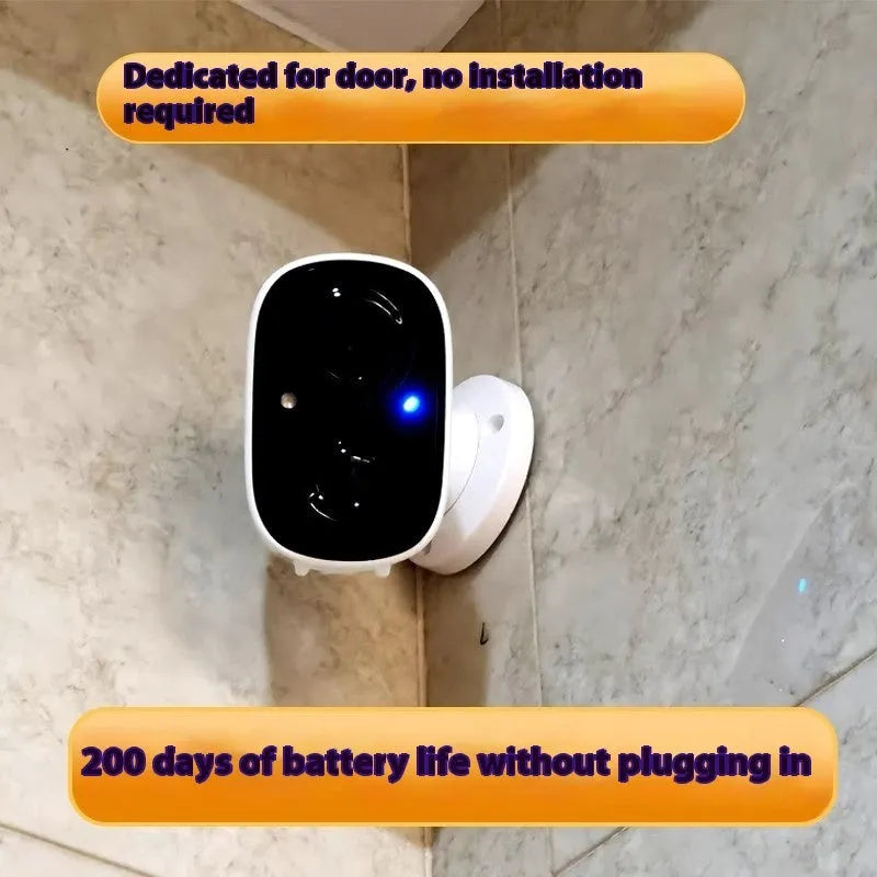Wireless indoor surveillance camera with 4MP resolution and self-contained bracket