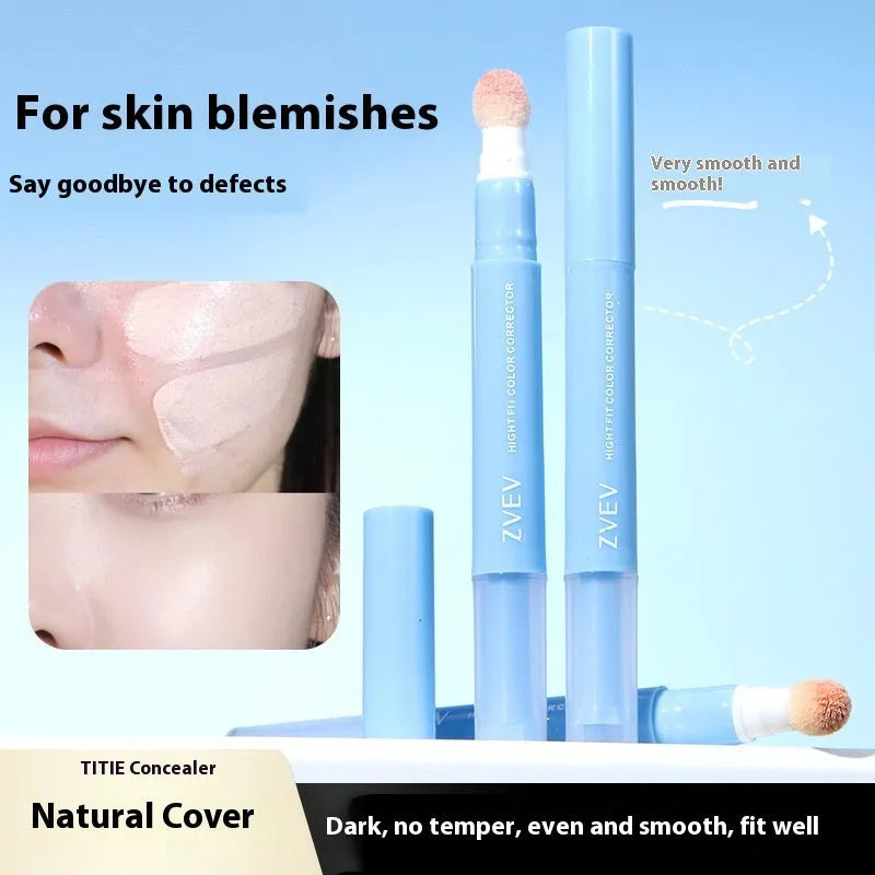 Concealer pen with sponge brush head containing 1.5g of cream in three colour options for skin coverage