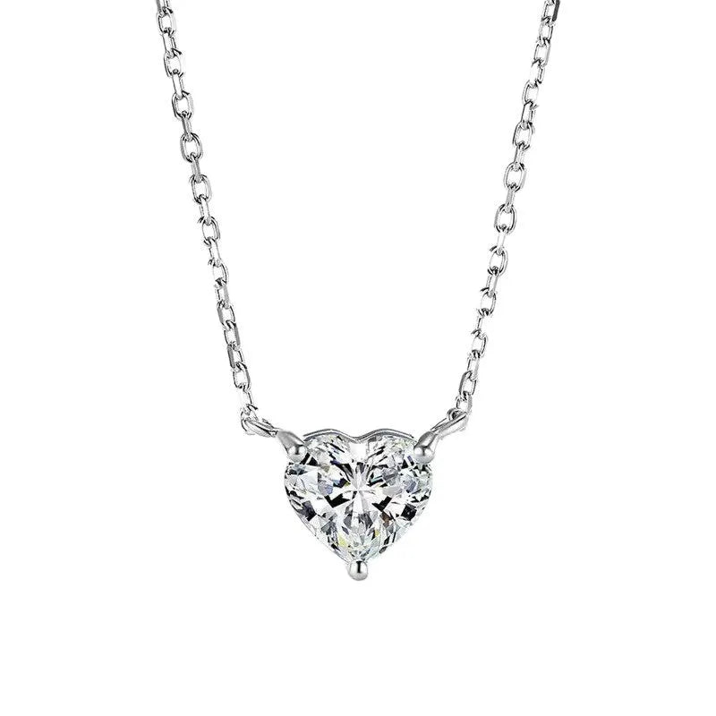 Silver-coloured women's necklace with a simple heart-shaped pendant on a chain.