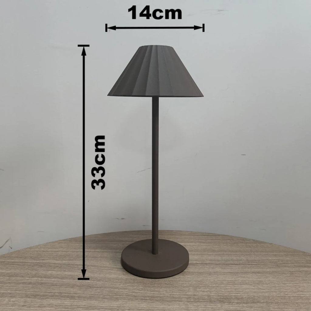 Alloy desk lamp in black, brown, sand, or white with USB-C port and touch dimming switch.