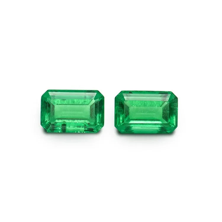 Columbia green cultivated emerald gemstones showing round and grandmother cut shapes in multiple sizes