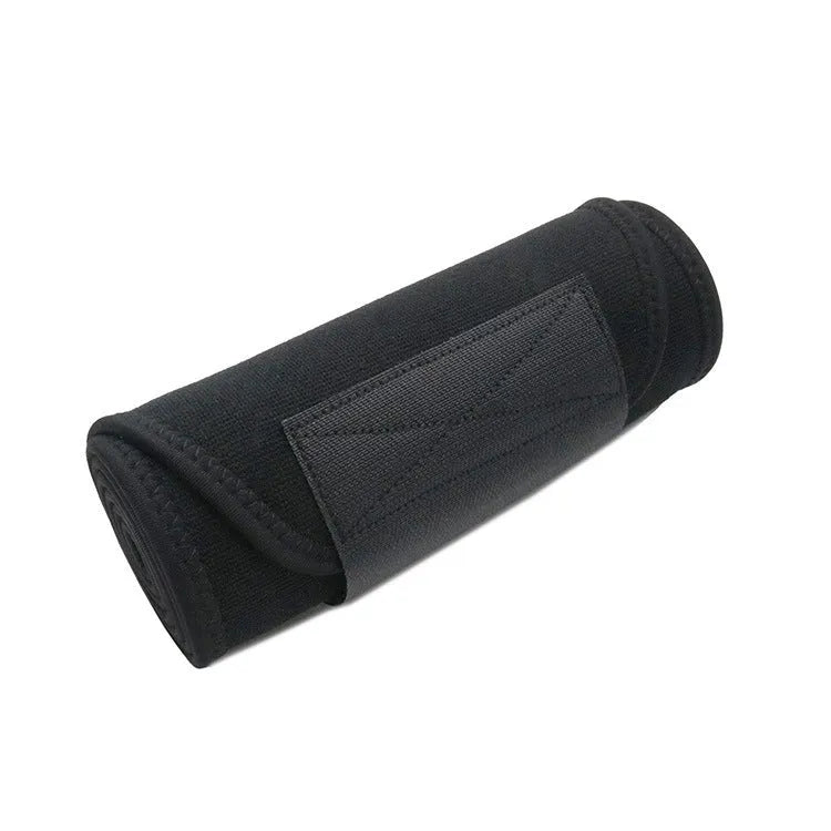 Neoprene lumbar support belt in black colour with adjustable closure for fitness and sport activities
