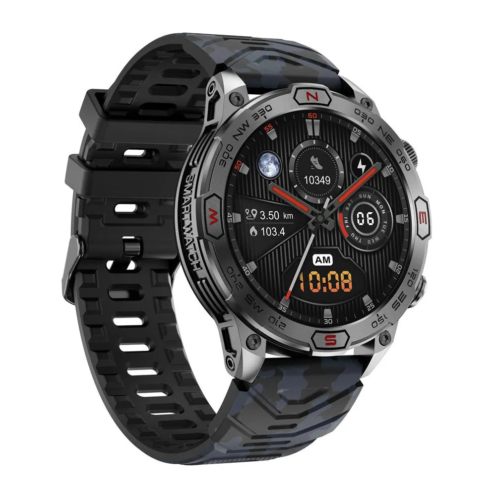 Sports smartwatch with AMOLED display on wrist showing fitness tracking data