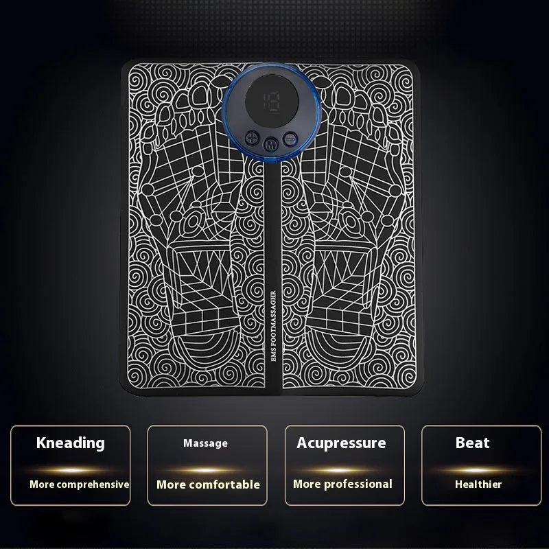 Pulse micro-current intelligent foot massage cushion with wireless remote control and LCD display