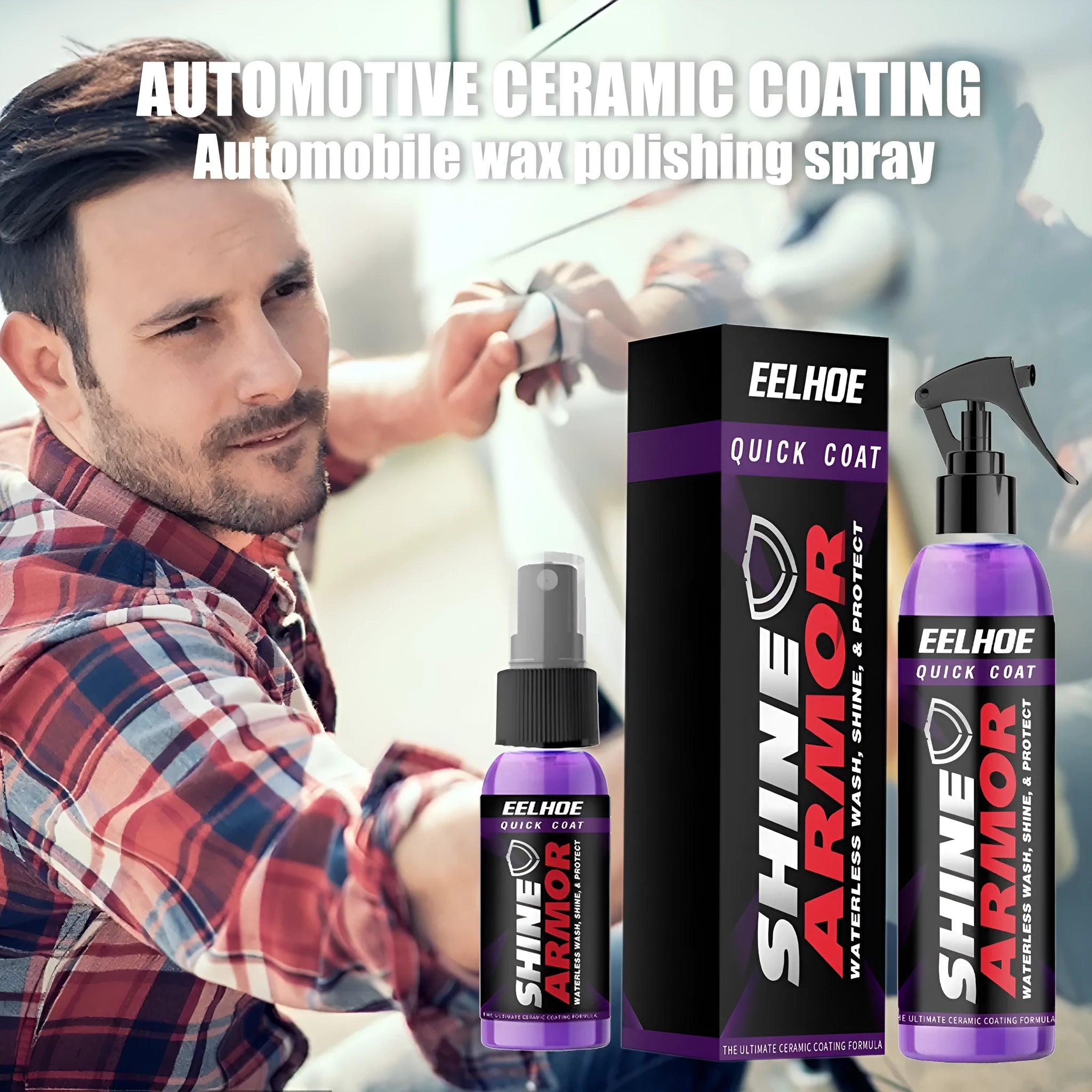 Purple automobile nano coating agent spray bottle for car exterior protection