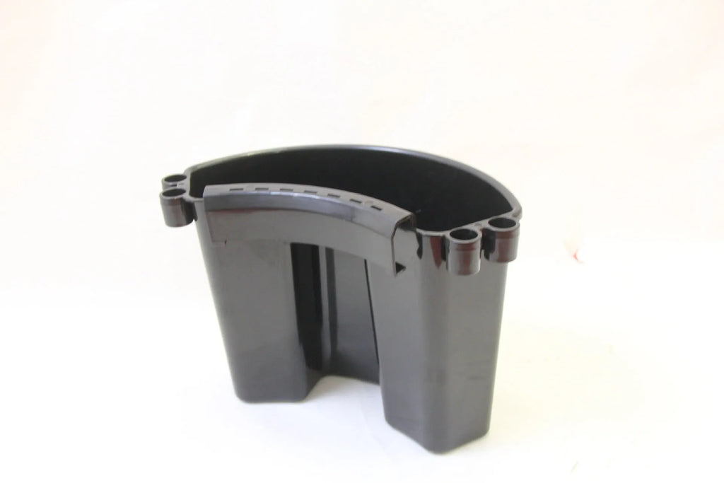 A black, red, blue, or pink polypropylene car wash bucket with a handle.