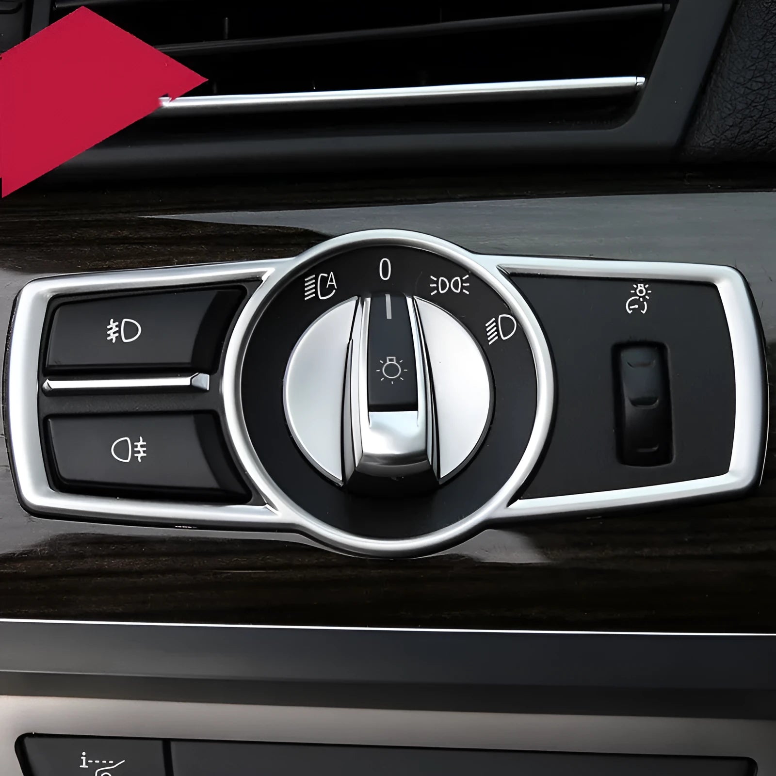 Silver ABS plastic interior trim sticker for BMW headlight switch frame
