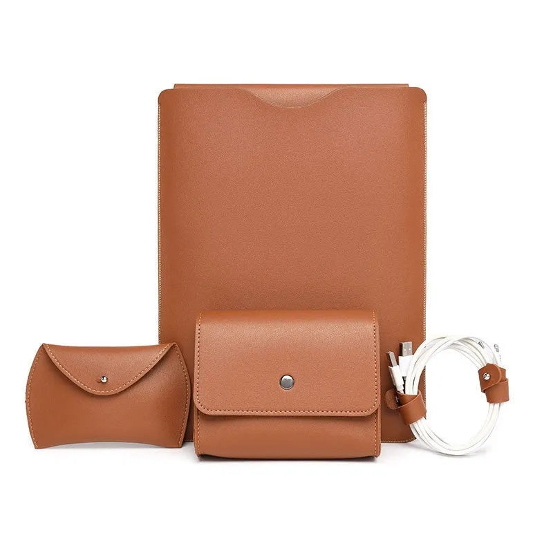 Set of four brown imitation leather laptop corner protector covers for MacBook Pro