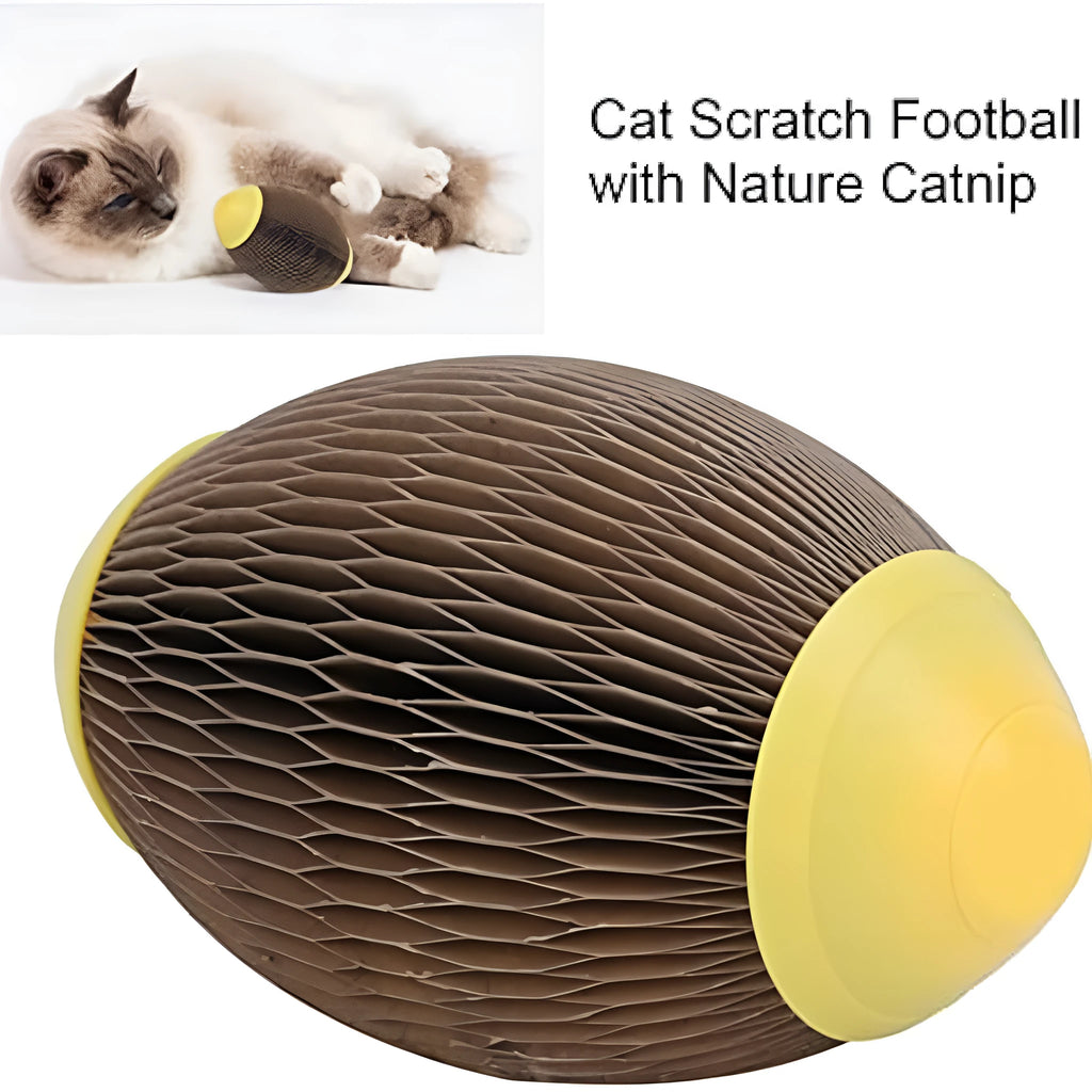 Ellipse-shaped corrugated paper catnip ball toy for scratching and play