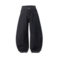 Men's wide leg denim trousers in original cow colour with mid waist cut