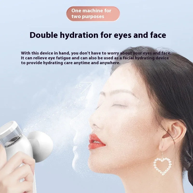 White portable eye compress device with hot cold therapy and atomisation functions