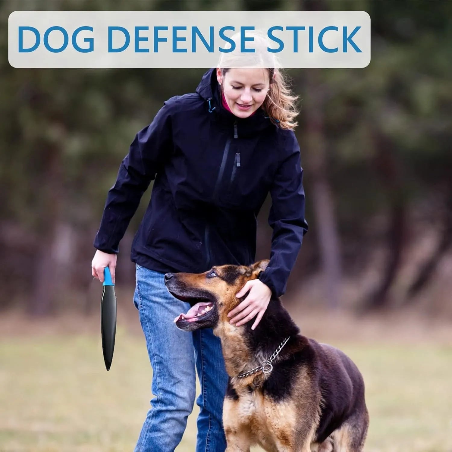 Dog break stick training tool with blue handle for small medium dogs bite prevention