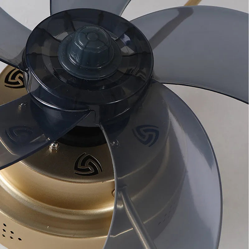 Nordic-style ceiling fan lamp with light and remote control, 50cm diameter in coffee gold finish.