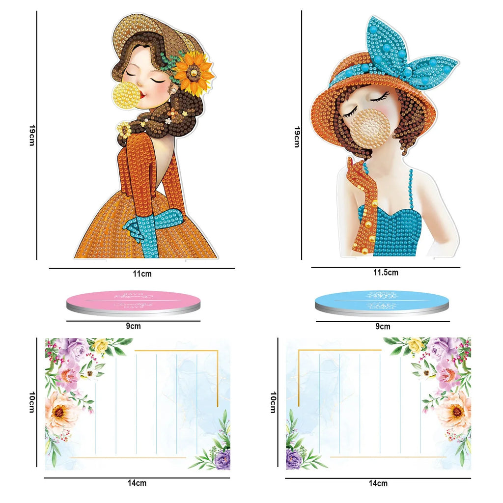 American style handmade diamond painting desktop decoration with note clip, frameless design