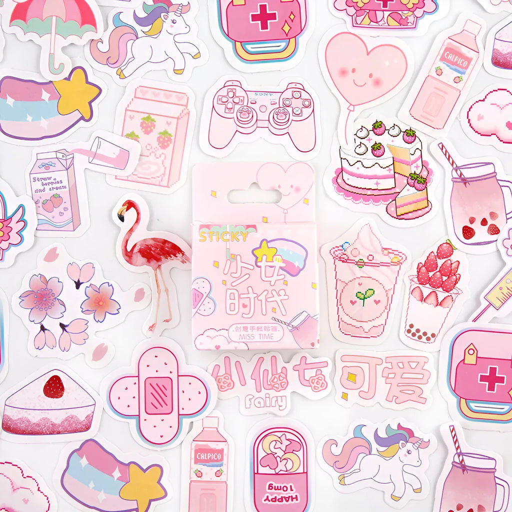 Creative cartoon children's journal decorative stickers set with nine different designs in 30x37mm size