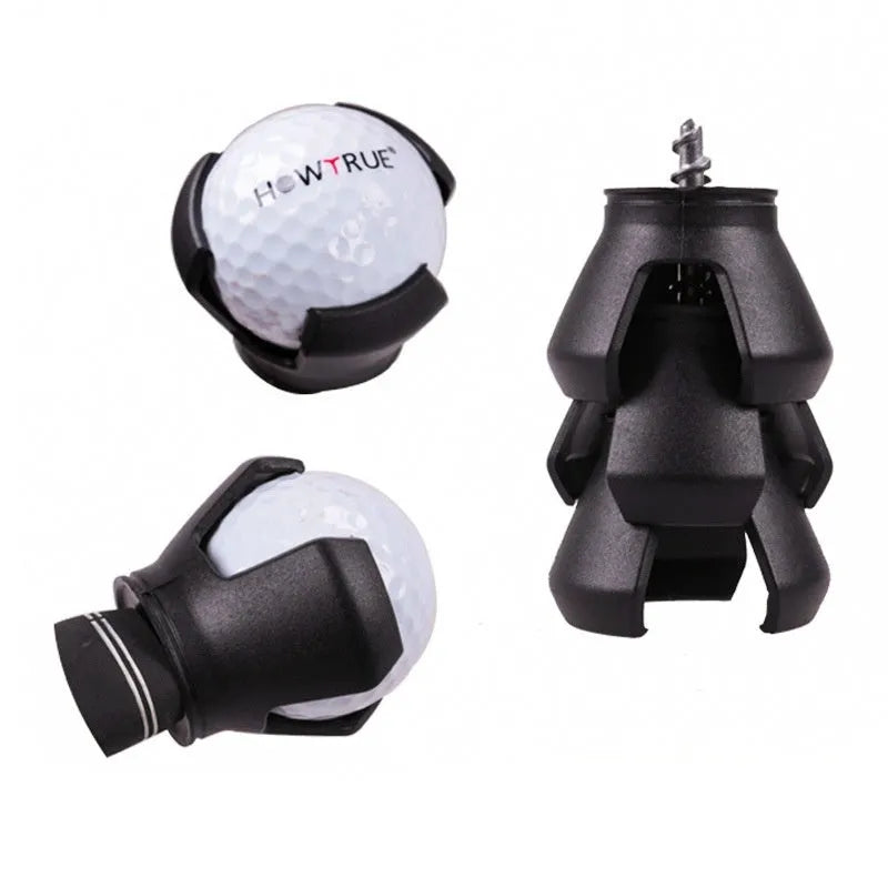 Black aluminium golf ball picking device with clip attachment, 60g weight