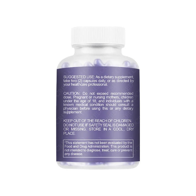 Bottle containing 60 vaginal capsules with botanical extract formulation for adult feminine care