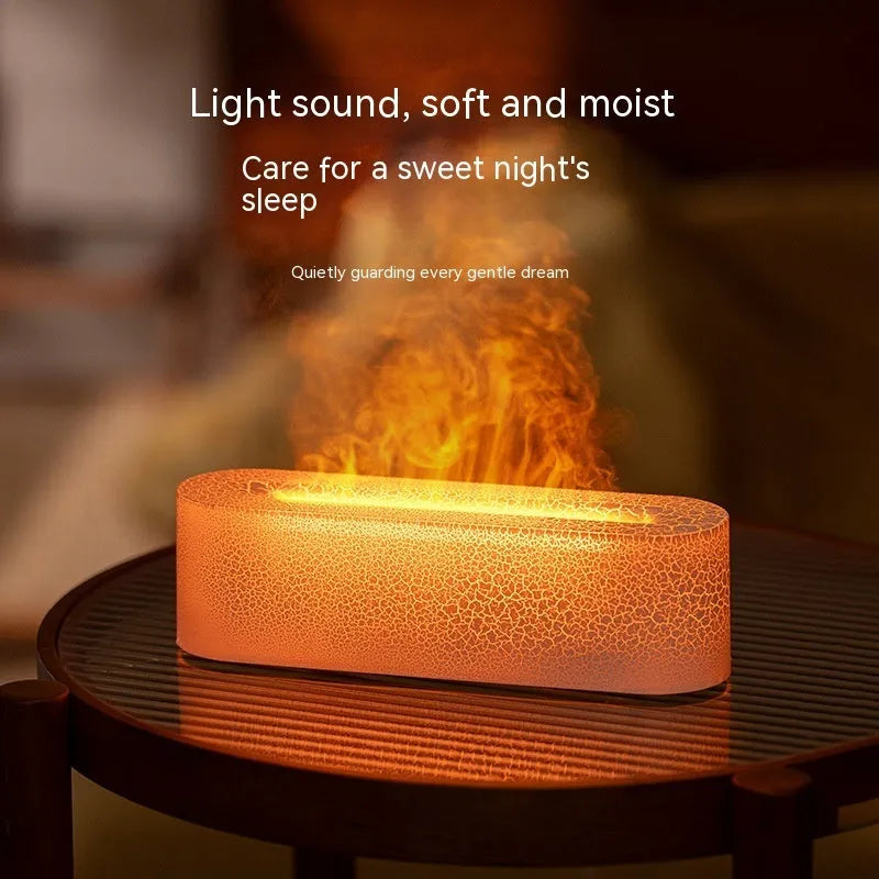 Square black desktop humidifier with creative lava flame lighting effect