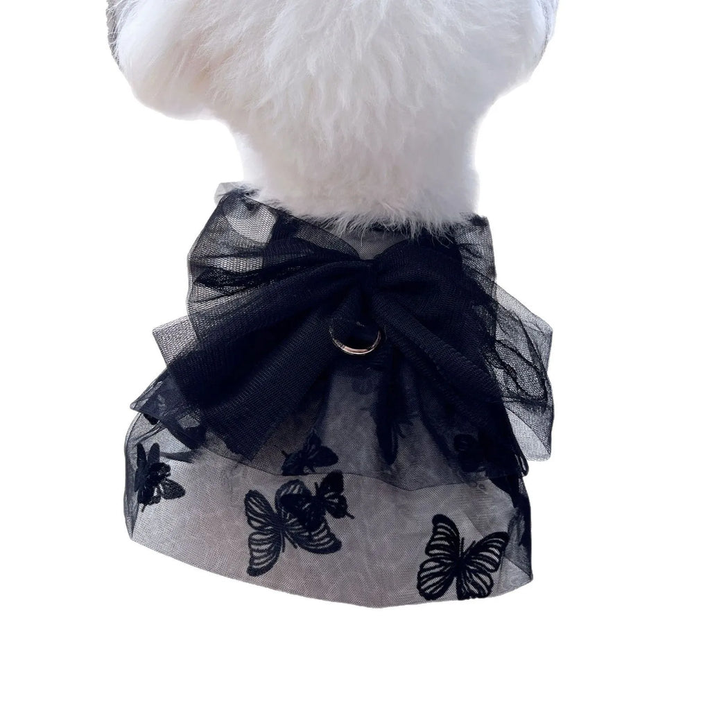 Black gauze princess tulle skirt for small dogs and cats with size options from XS to XL