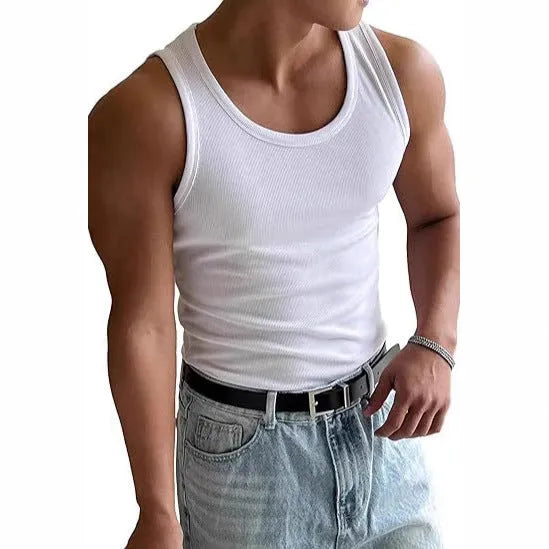 Men's black polyester workout T-shirt with round neck and tight fit for sports.