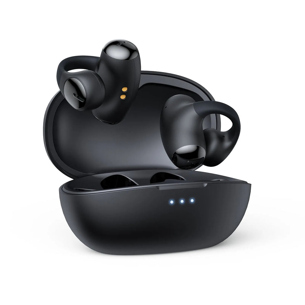 T306 black and white Bluetooth clip-on sports gaming headset with ear hook design