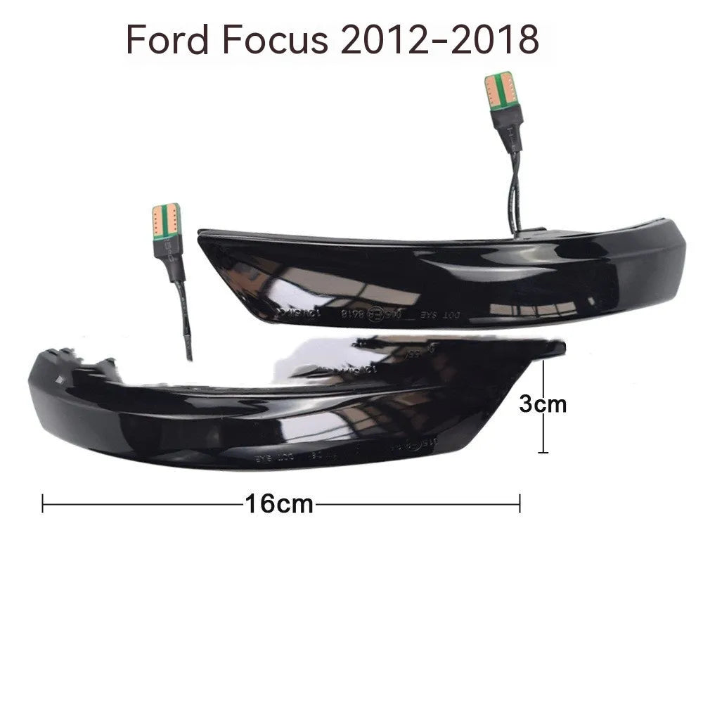 Ford Focus Mondeo rearview mirror LED waterfall light strip in yellow and blue two-tone option