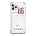Clear cartoon design iPhone case with card slot on back for iPhone 13 and other models