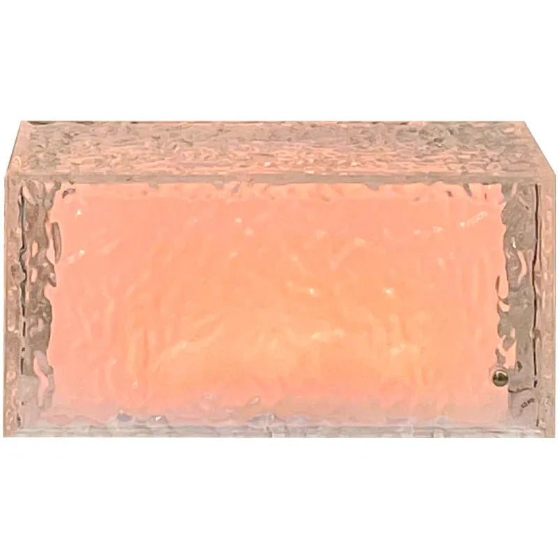 Clear acrylic ice cube shaped night lamp with geometric design and touch controls