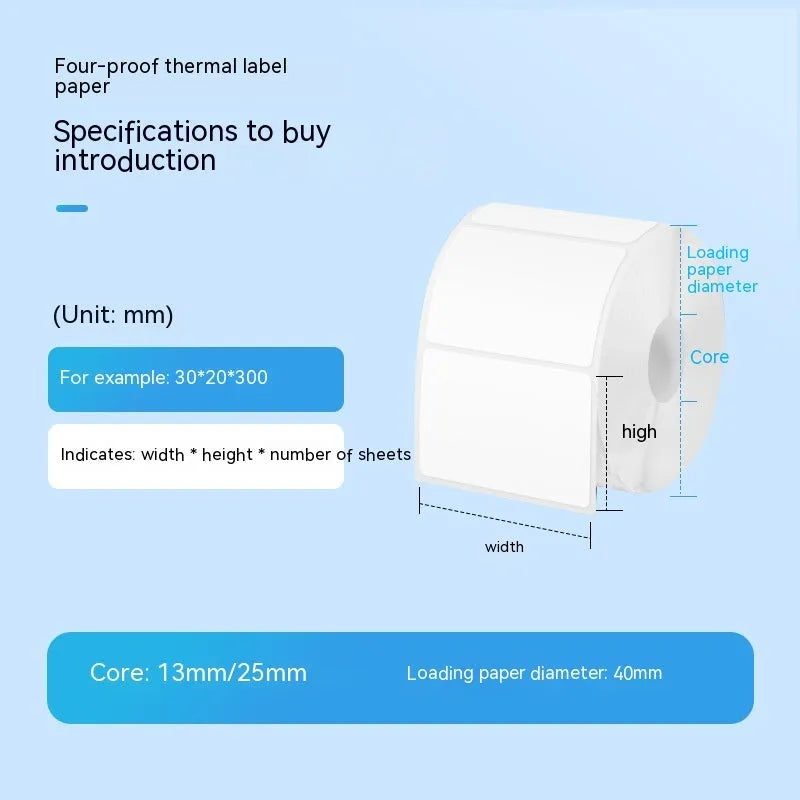 Roll of white 40x40mm four-proof thermal label paper adhesive stickers for retail pricing