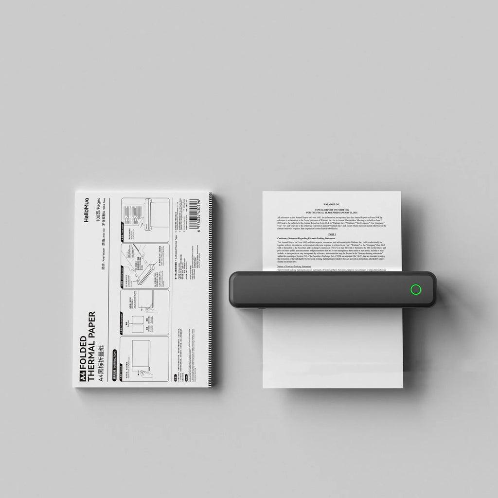 Bluetooth thermal printer in black or white with compact 295mm design for mobile phone printing