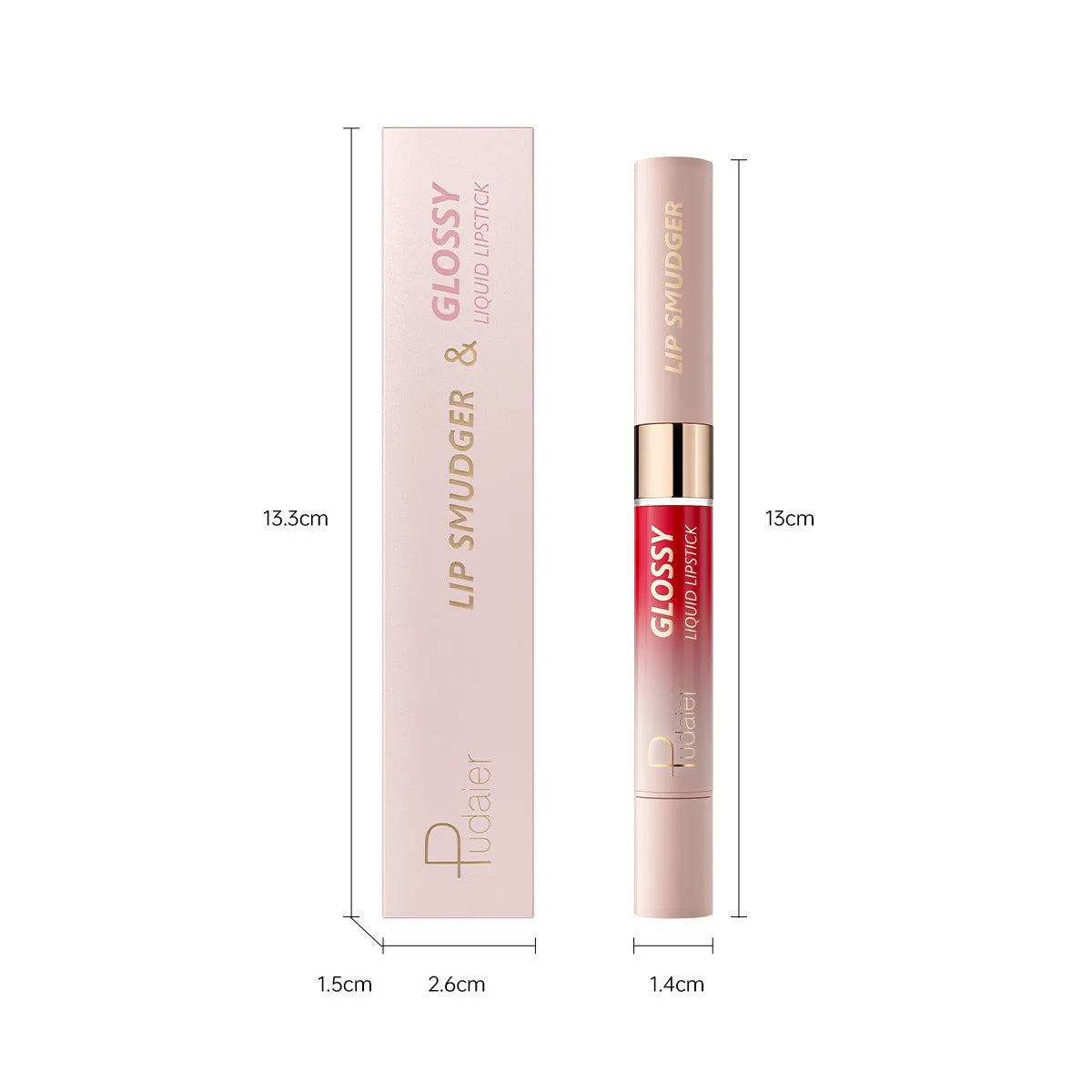 Double-headed lipstick and lip gloss in matte finish showing 10 different colour options