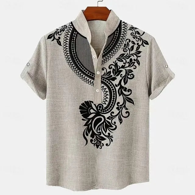 Men's striped casual shirt with personalised buttons in a loose fit.